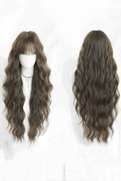 Long Wavy Lolita Wig - Hazelnut Ash Brown Fluffy, Brown, Sweet Style - additional product view 5