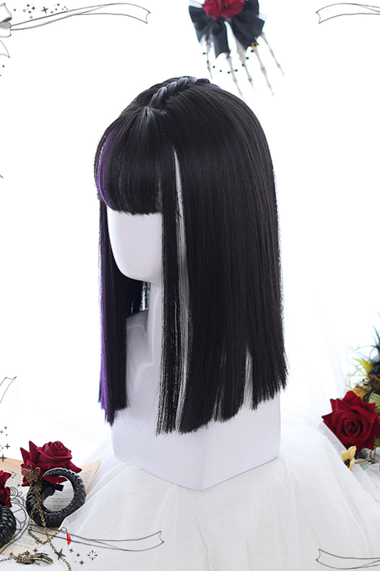 Long Wavy Lolita Wig - Highlights Air Bangs Medium, Purple, Gothic Style - additional product view 2