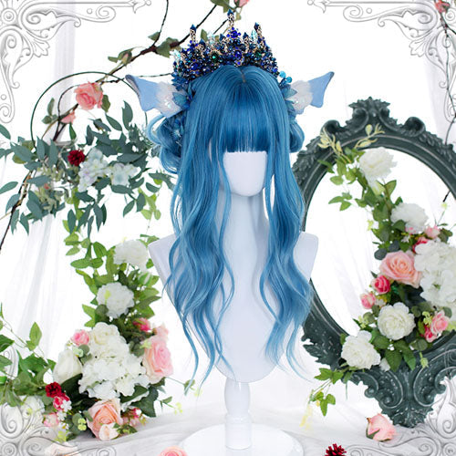 Long Wavy Lolita Wig - Homochromatic Blue Gradient, Blue, Sweet Style - main product image