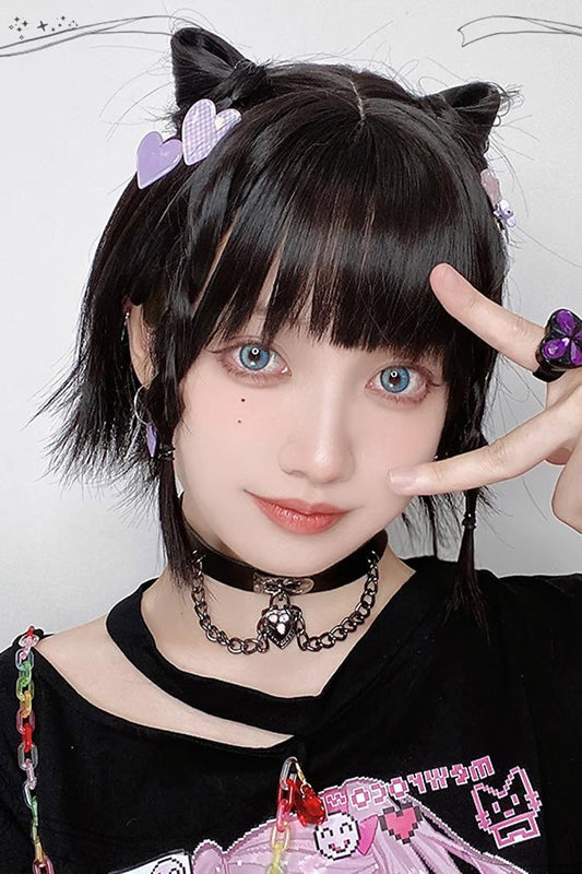 Long Wavy Lolita Wig - Japanese Outward-curled Ends Air, Black, Sweet Style - additional product view 2