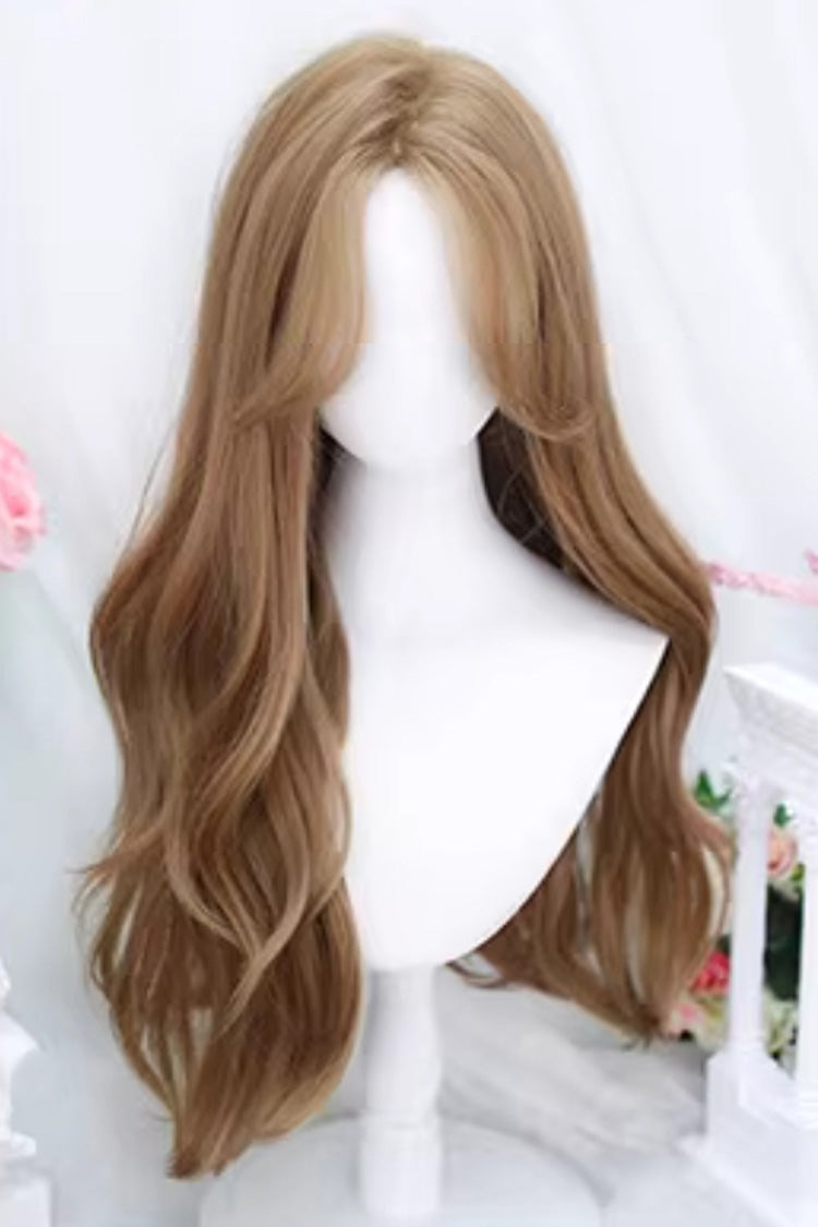 Long Wavy Lolita Wig - Milk Tea Champagne Gold Swoop, Gold, Sweet Style - additional product view 2
