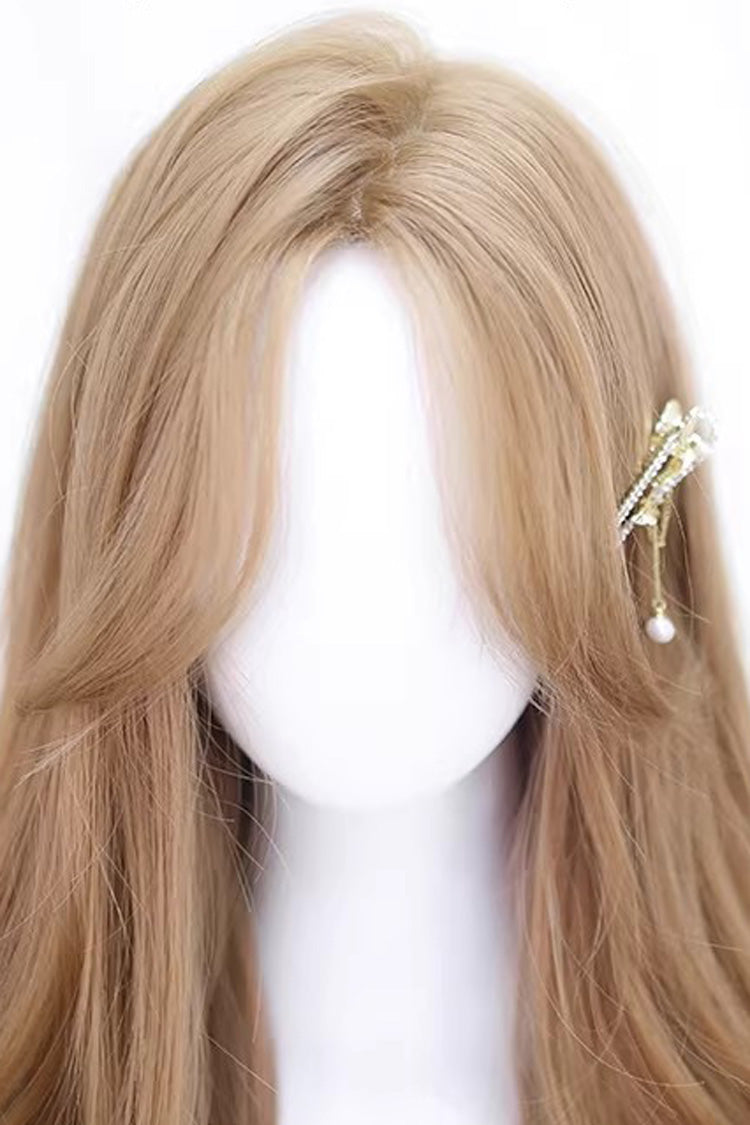 Long Wavy Lolita Wig - Milk Tea Champagne Gold Swoop, Gold, Sweet Style - additional product view 3