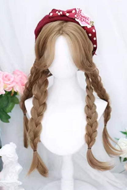Long Wavy Lolita Wig - Milk Tea Champagne Gold Swoop, Gold, Sweet Style - additional product view 4