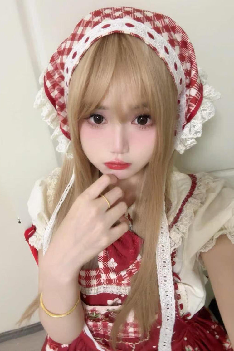 Long Wavy Lolita Wig - Milk Tea Gold, Gold, Sweet Style - Daily and Convention Styling - additional product view 3
