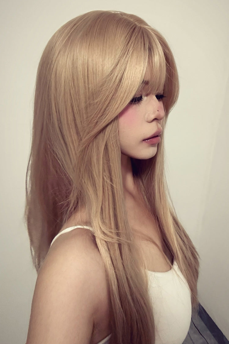 Long Wavy Lolita Wig - Milk Tea Gold, Gold, Sweet Style - Daily and Convention Styling - additional product view 4