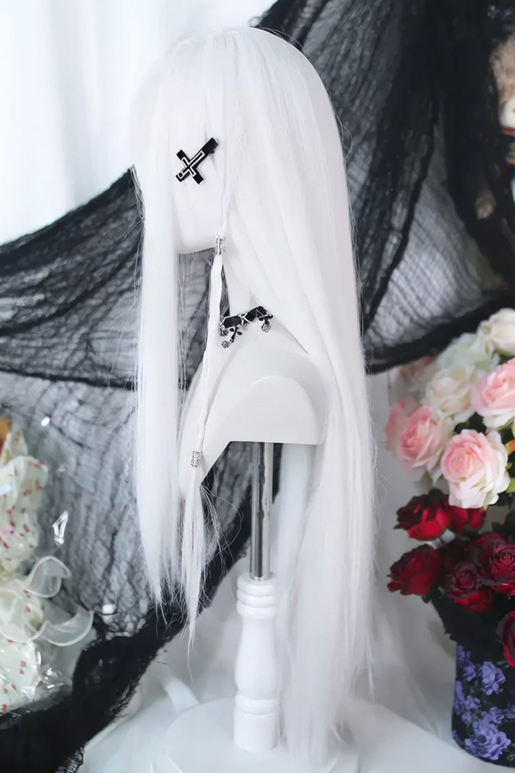 Long Wavy Lolita Wig - Moonlight White Full Bangs, White, Sweet Style - additional product view 2