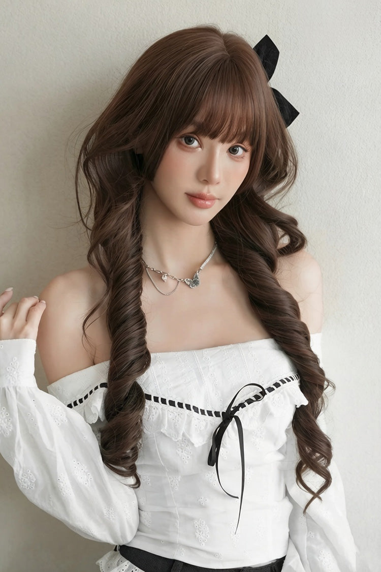 Long Wavy Lolita Wig - Morandi Tea Brown Jk Princess, Brown, Sweet Style - additional product view 4
