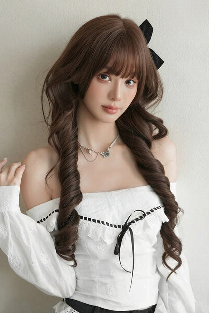 Long Wavy Lolita Wig - Morandi Tea Brown Jk Princess, Brown, Sweet Style - additional product view 4