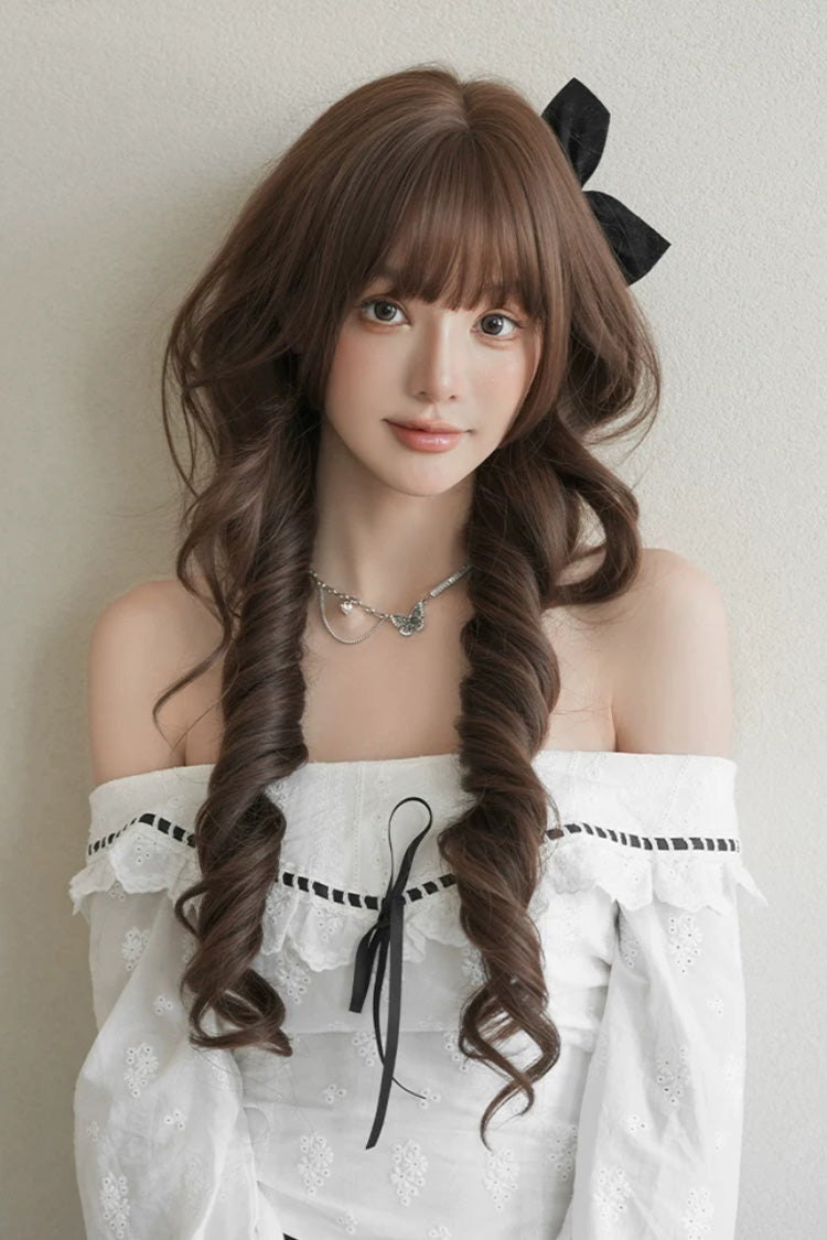 Long Wavy Lolita Wig - Morandi Tea Brown Jk Princess, Brown, Sweet Style - main product image