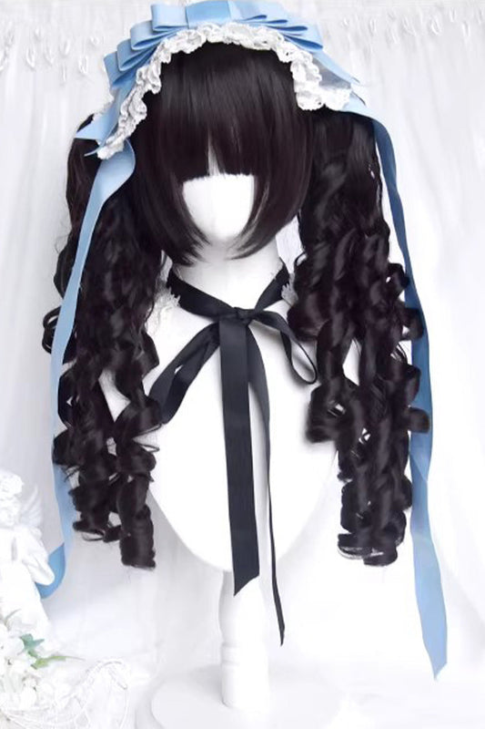 Long Wavy Lolita Wig - Multi-layered Roman Curl Twin, Black, Sweet Style - main product image