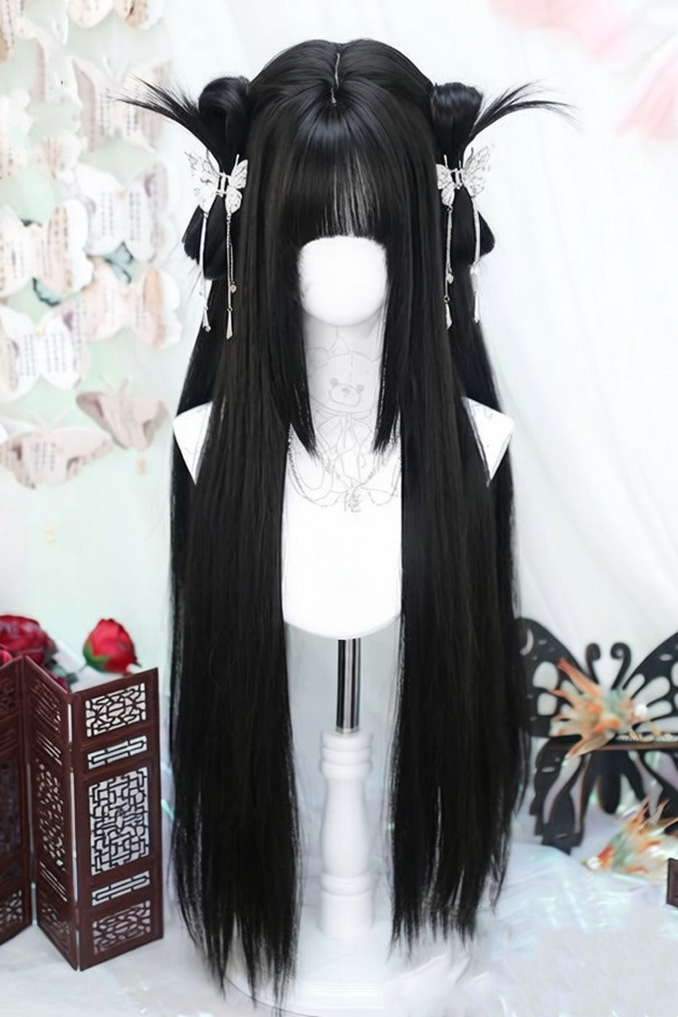 Long Wavy Lolita Wig - Natural Black Phoenix Tail Style, Black, Sweet Style - additional product view 2