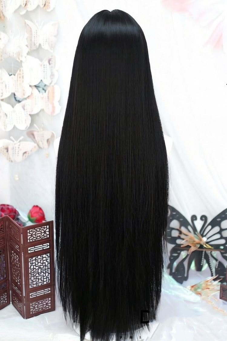 Long Wavy Lolita Wig - Natural Black Phoenix Tail Style, Black, Sweet Style - additional product view 3