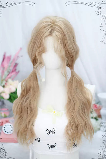 Long Wavy Lolita Wig - Natural Middle Parting, Yellow, Sweet Style - additional product view 2