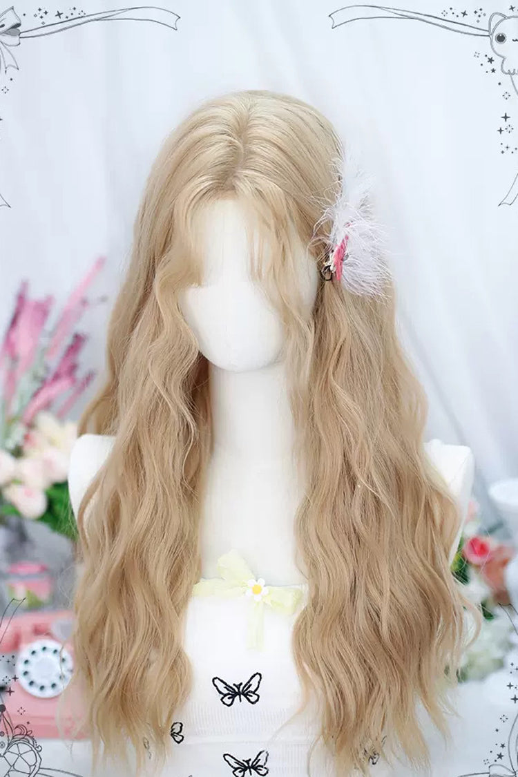 Long Wavy Lolita Wig - Natural Middle Parting, Yellow, Sweet Style - additional product view 4