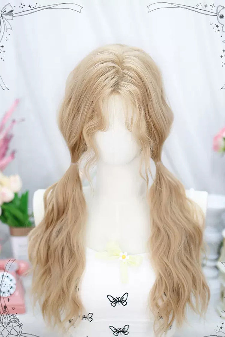 Long Wavy Lolita Wig - Natural Middle Parting, Yellow, Sweet Style - main product image