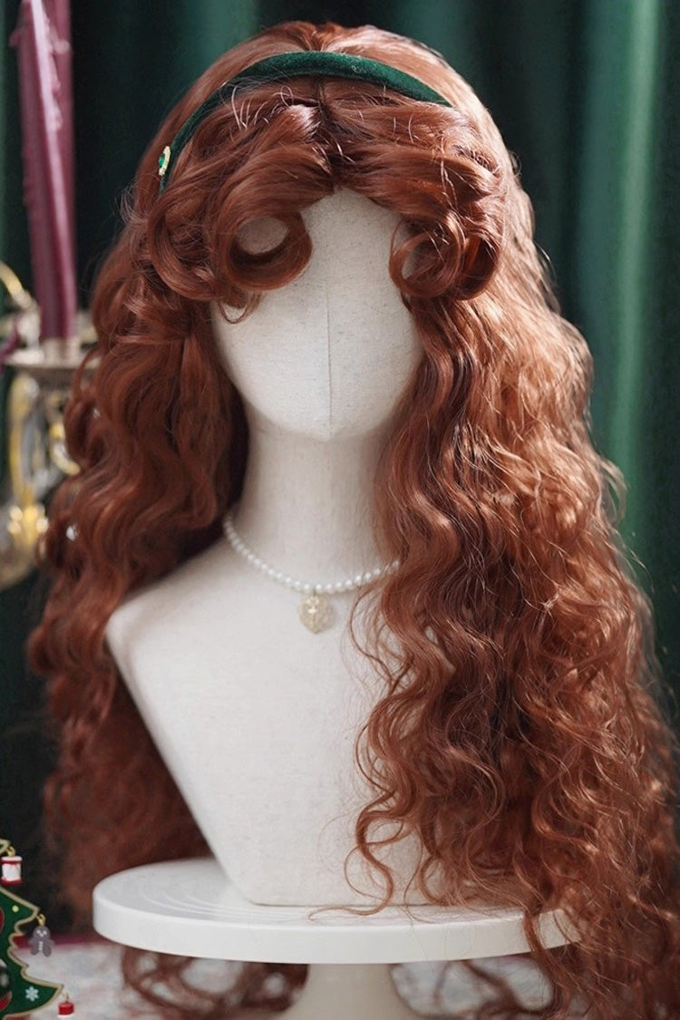 Long Wavy Lolita Wig - Orange-brown Vintage Elegant, Brown - Daily and Convention Styling - additional product view 3