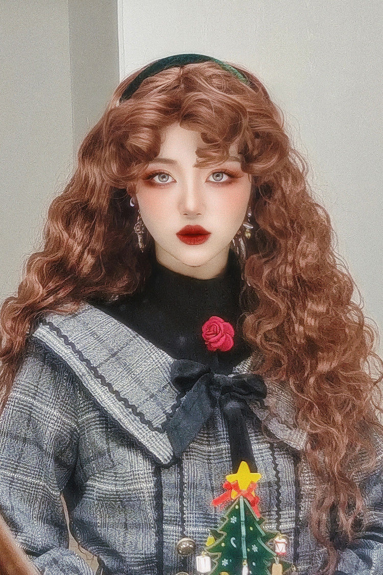 Long Wavy Lolita Wig - Orange-brown Vintage Elegant, Brown - Daily and Convention Styling - additional product view 4