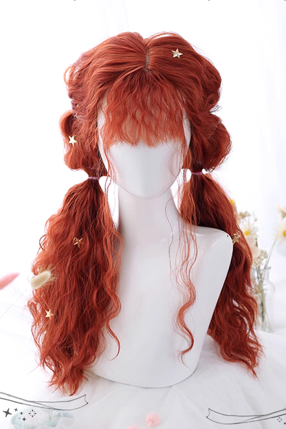 Long Wavy Lolita Wig - Orange Fluffy Sheep Curly, Orange, Sweet Style - additional product view 2