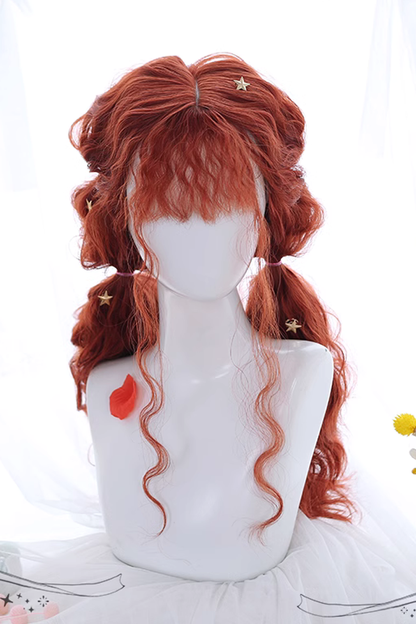 Long Wavy Lolita Wig - Orange Fluffy Sheep Curly, Orange, Sweet Style - main product image