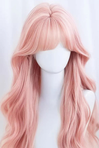 Long Wavy Lolita Wig - Pastel Light Cherry Pink Large, Pink, Sweet Style - additional product view 2