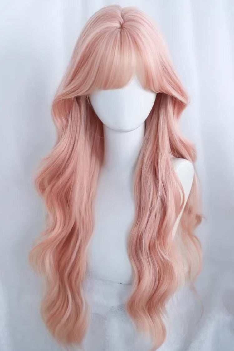 Long Wavy Lolita Wig - Pastel Light Cherry Pink Large, Pink, Sweet Style - main product image