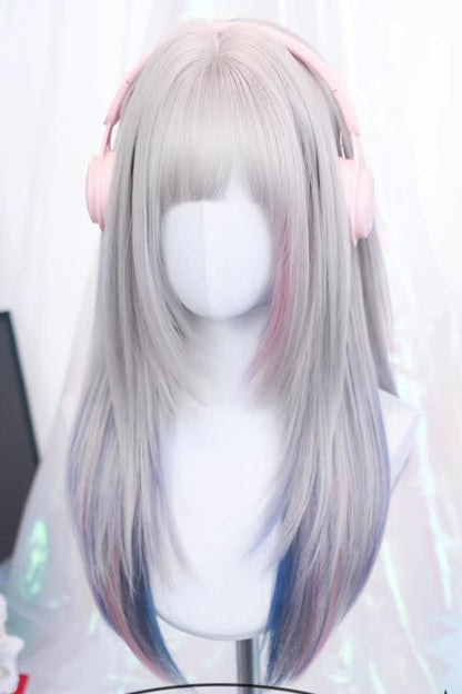 Long Wavy Lolita Wig - Pastel Silver Gray Pink Blue, 4 Colors, Sweet Style - additional product view 2