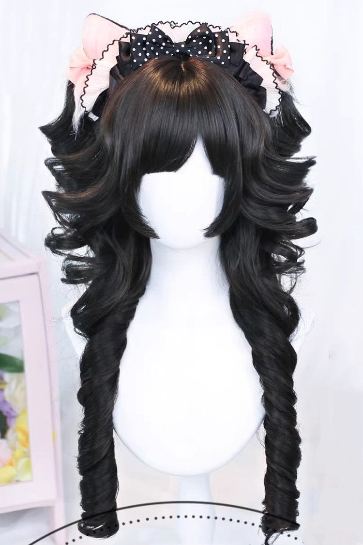 Long Wavy Lolita Wig - Ringlet Curls, 3 Colors, Sweet Style - Lolita Coordinate Hair - One-Size Black-Tea-Brown option