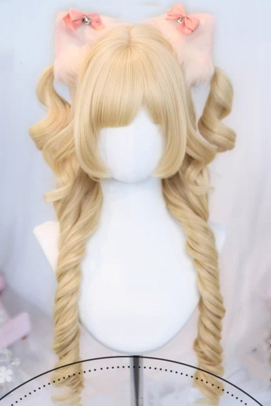 Long Wavy Lolita Wig - Ringlet Curls, 3 Colors, Sweet Style - Lolita Coordinate Hair - One-Size Light-Gold option