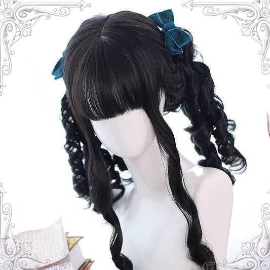 Long Wavy Lolita Wig - Roman Roll, Black, Classic Style - Kawaii Outfit Wig - additional product view 2