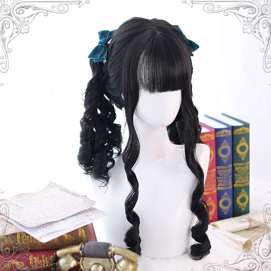 Long Wavy Lolita Wig - Roman Roll, Black, Classic Style - Kawaii Outfit Wig - main product image