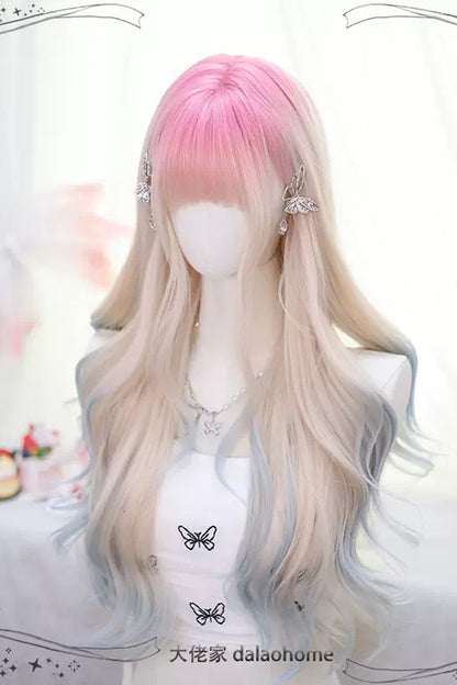 Long Wavy Lolita Wig - Secondary Gradient Multi-color, Multi-Color, Sweet Style - additional product view 2