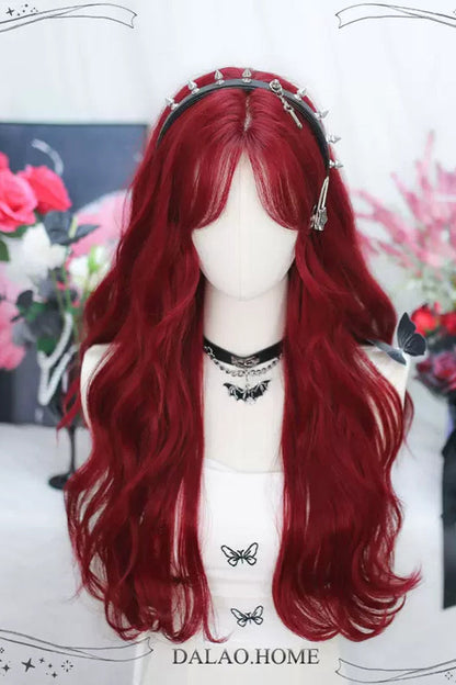 Long Wavy Lolita Wig - Secondary, Red, Sweet Style - Kawaii Outfit Wig - additional product view 2