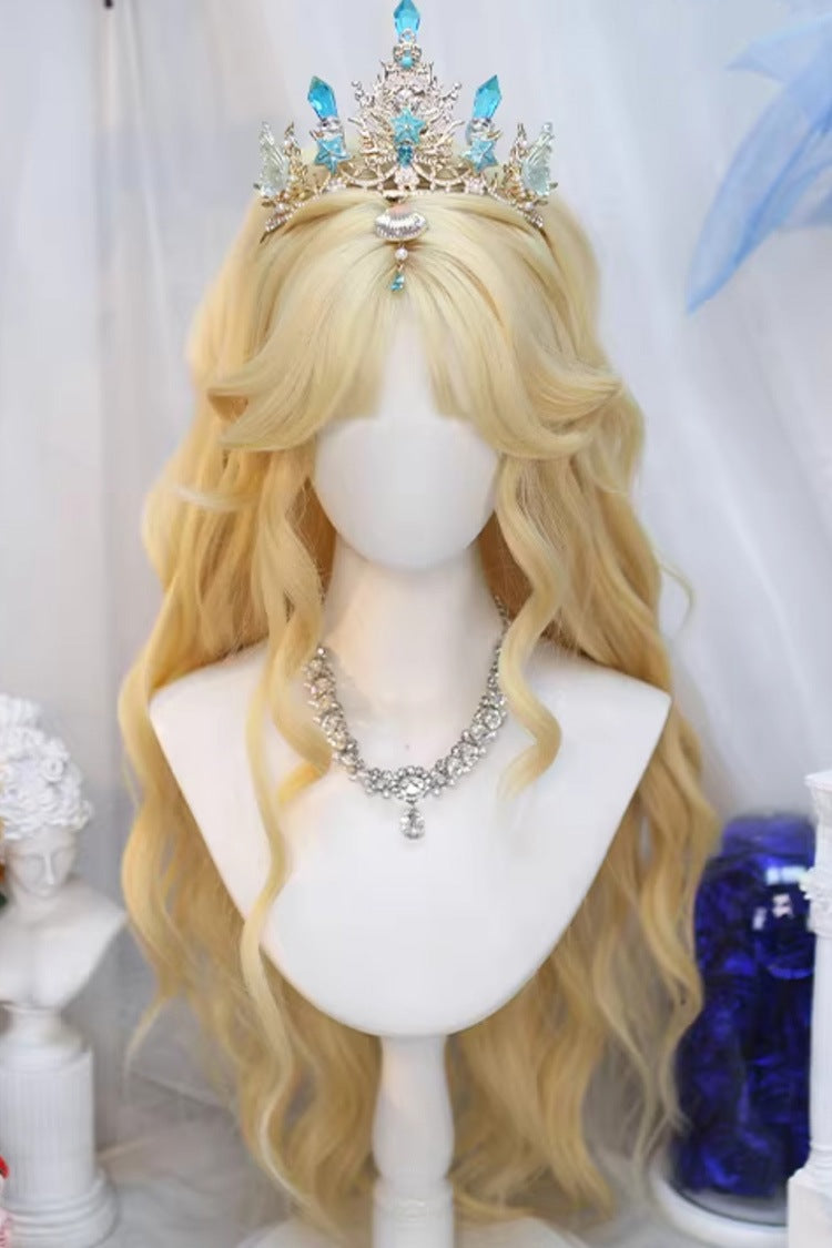 Long Wavy Lolita Wig - Special Center Part Loose Waves, 2 Colors, Sweet Style - One-Size Conch-Gold option