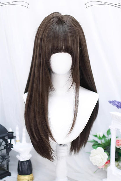 Long Wavy Lolita Wig - Straight Style, Brown, Sweet Style - Kawaii Outfit Wig - additional product view 2