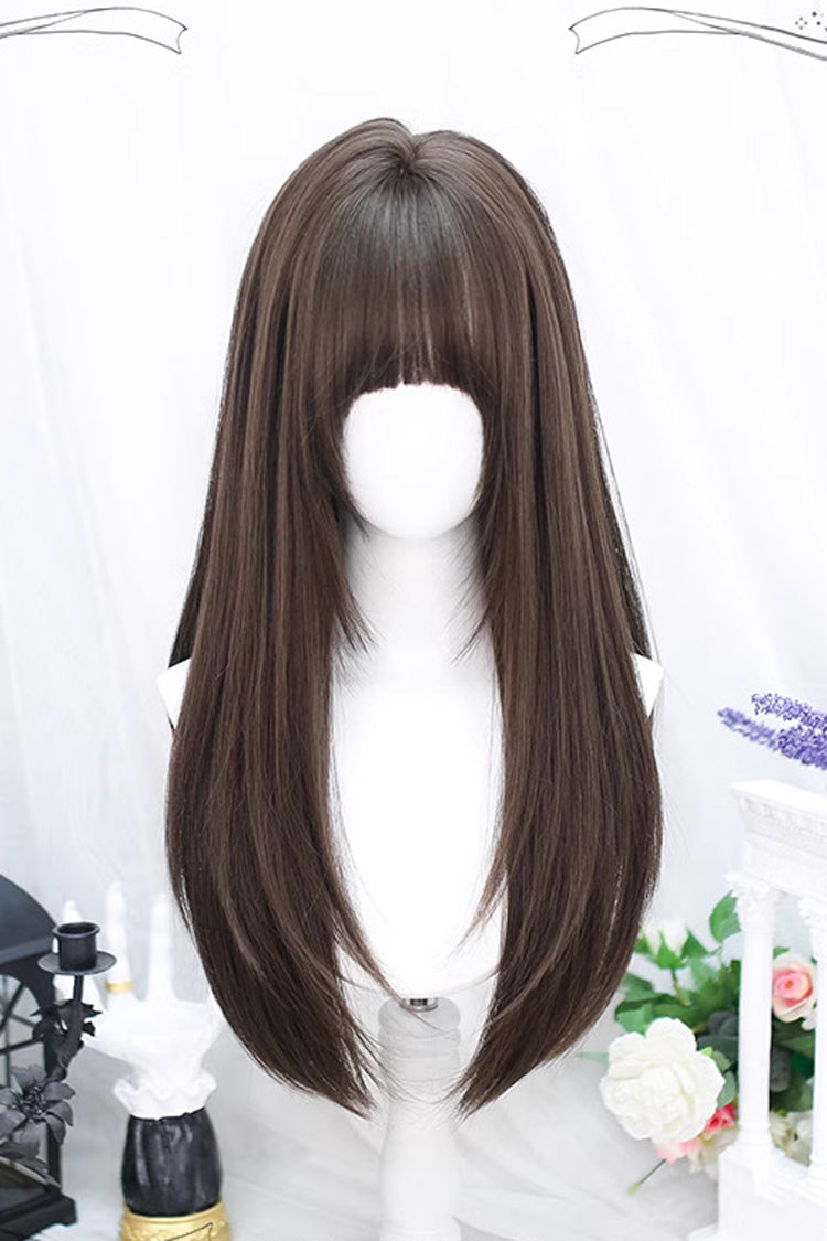 Long Wavy Lolita Wig - Straight Style, Brown, Sweet Style - Kawaii Outfit Wig - main product image