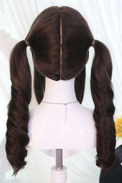 Long Wavy Lolita Wig - Tea Cool Twintails With, Brown, Sweet Style - additional product view 3
