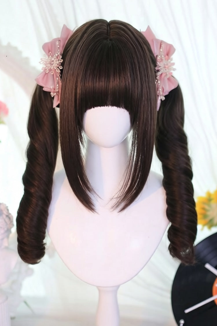Long Wavy Lolita Wig - Tea Cool Twintails With, Brown, Sweet Style - main product image
