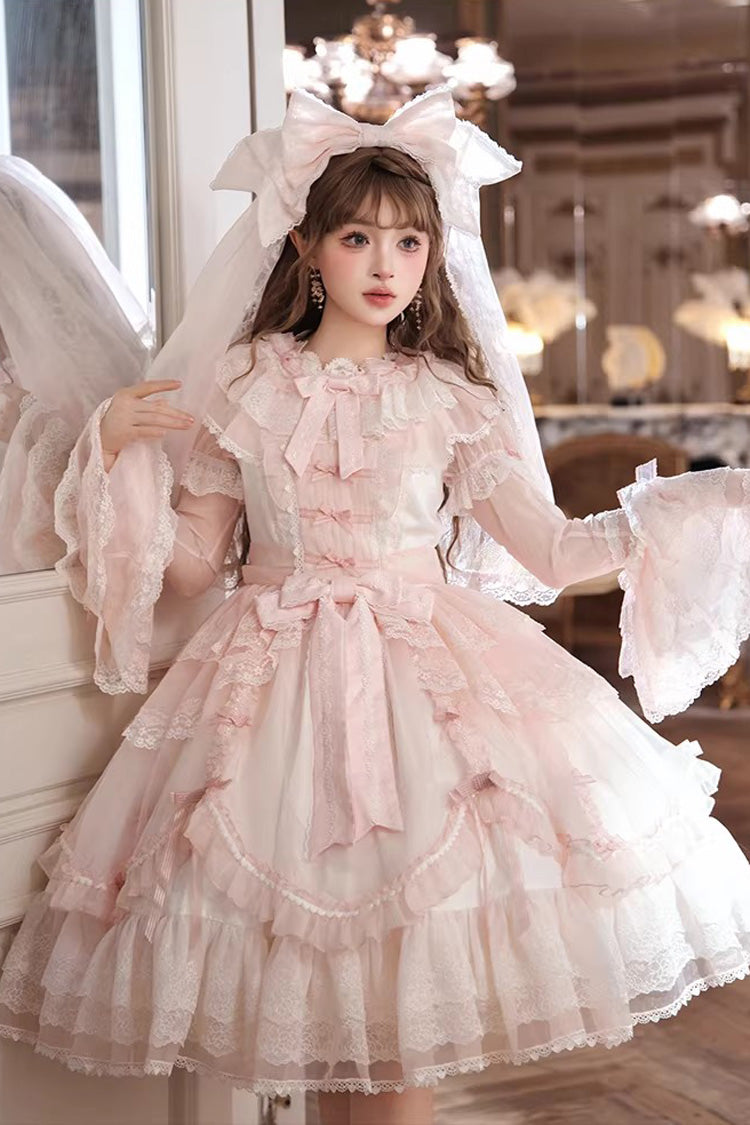 One-Piece Lolita Dress - Candy Flavor, Pink, Lace Trim, Ruffled, Sweet Style - additional product view 2