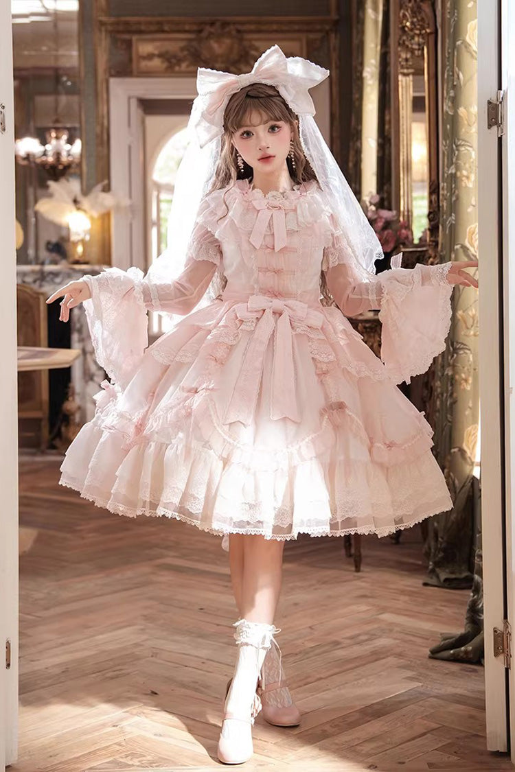 One-Piece Lolita Dress - Candy Flavor, Pink, Lace Trim, Ruffled, Sweet Style - additional product view 3