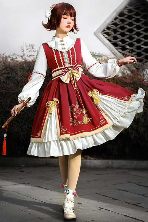 One-Piece Lolita Dress - Chinese New Year Golden Crane, 2 Colors, Sweet Style, Printed - additional product view 2