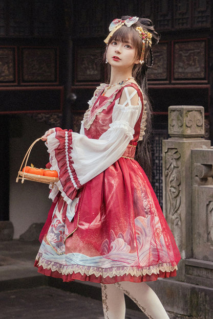 One-Piece Lolita Dress - Chinese Style Hime Sleeves, 2 Colors, Chinese-Inspired Style - additional product view 2
