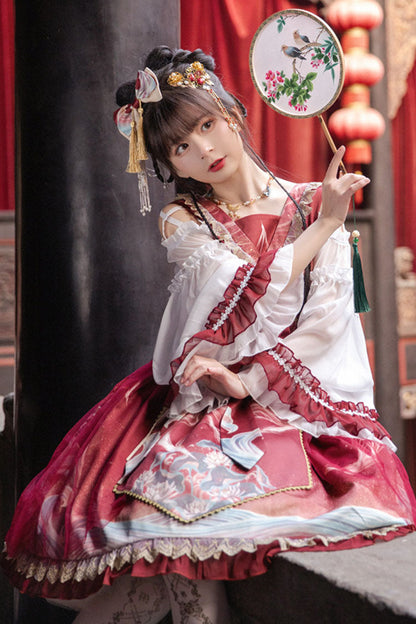 One-Piece Lolita Dress - Chinese Style Hime Sleeves, 2 Colors, Chinese-Inspired Style - additional product view 3