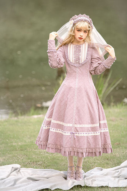 One-Piece Lolita Dress - Cross Dark Church Elegant, Purple, Long Sleeves, Classic Style - additional product view 4