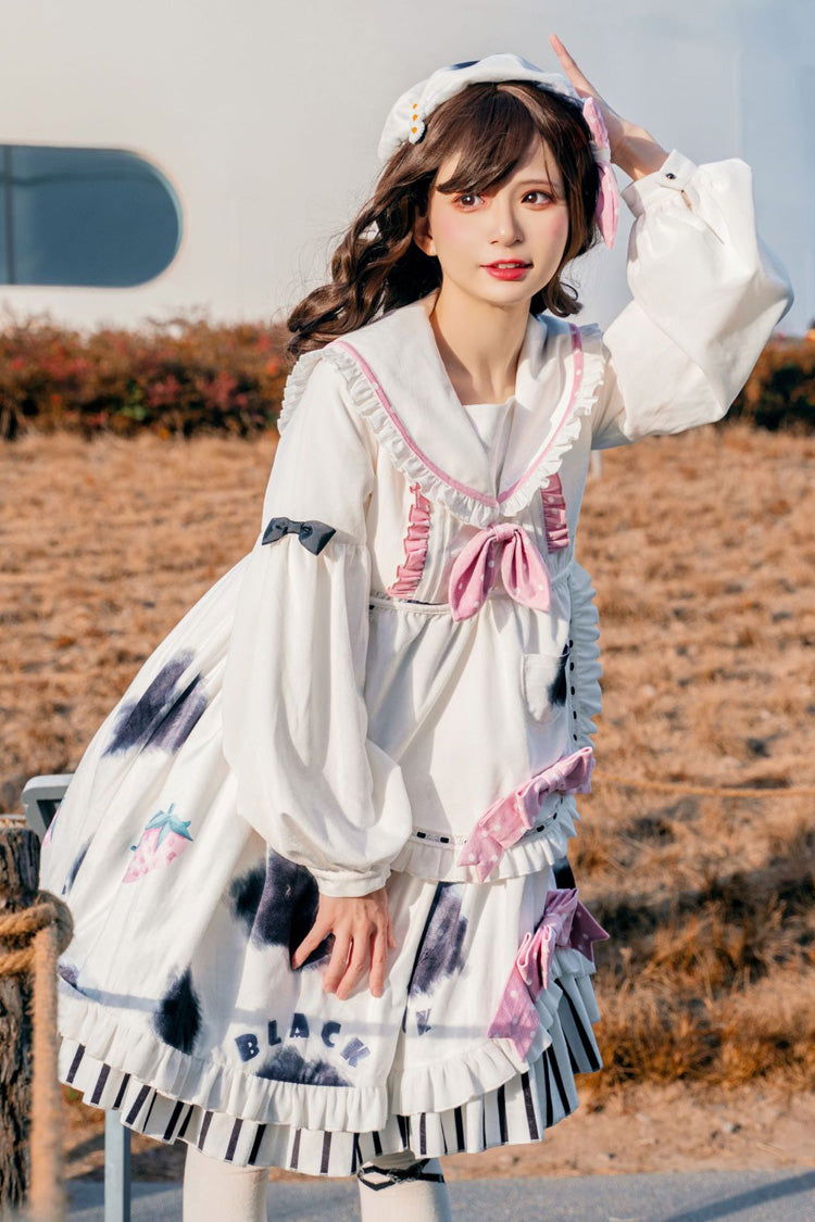 One-Piece Lolita Dress - Doll Collar Lantern, 2 Colors, Long Sleeves, Sweet Style - additional product view 2