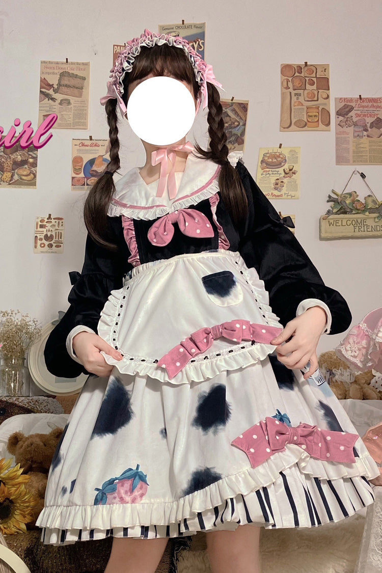 One-Piece Lolita Dress - Doll Collar Lantern, 2 Colors, Long Sleeves, Sweet Style - M Black / L Black option