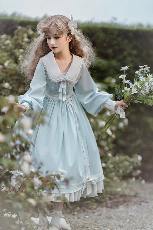 One-Piece Lolita Dress - Doll Collar Lantern Sleeves High, 2 Colors, Sweet Style - additional product view 2