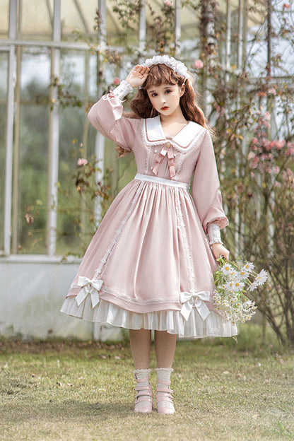 One-Piece Lolita Dress - Doll Collar Lantern Sleeves High, 2 Colors, Sweet Style - additional product view 4