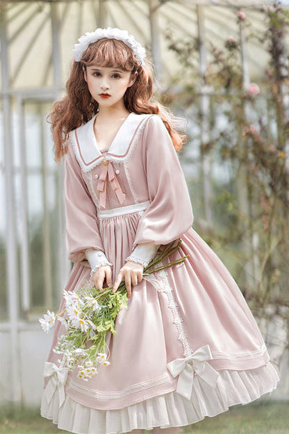 One-Piece Lolita Dress - Doll Collar Lantern Sleeves High, 2 Colors, Sweet Style - additional product view 5