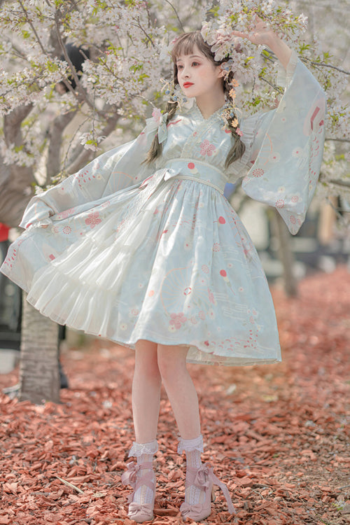 One-Piece Lolita Dress - Japanese Trumpet Sleeves, 2 Colors, Sweet Style, Lace Trim - additional product view 2