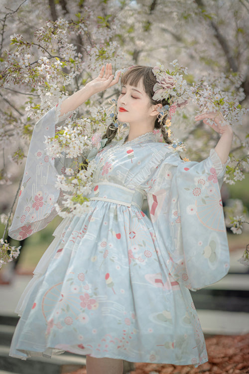 One-Piece Lolita Dress - Japanese Trumpet Sleeves, 2 Colors, Sweet Style, Lace Trim - additional product view 5